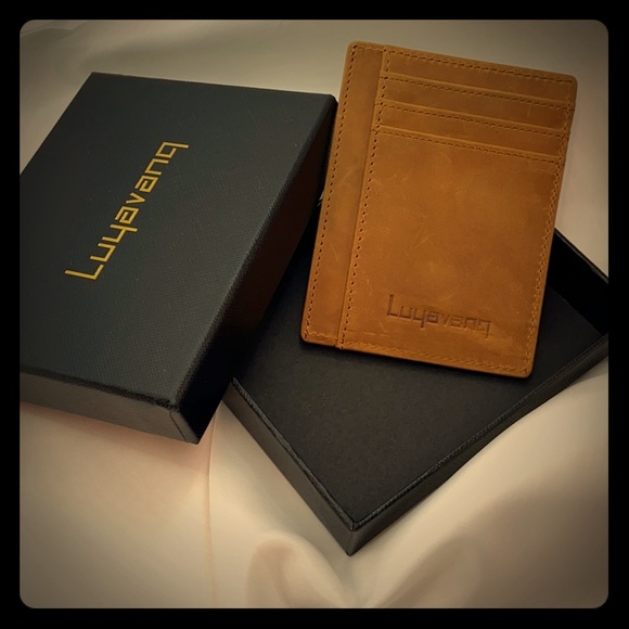 NWT Luyacanq Apricot Leather Card Wallet - Picture 1 of 3